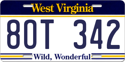 WV license plate 8OT342