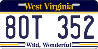 WV license plate 8OT352