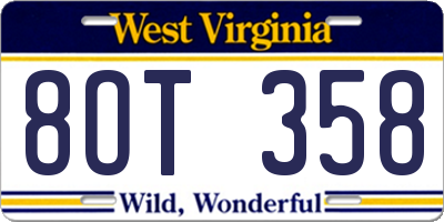 WV license plate 8OT358
