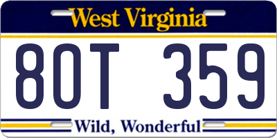WV license plate 8OT359
