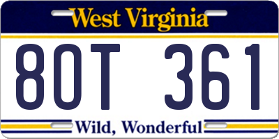 WV license plate 8OT361