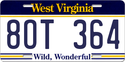 WV license plate 8OT364