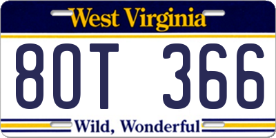 WV license plate 8OT366