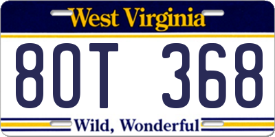 WV license plate 8OT368