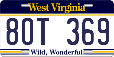 WV license plate 8OT369