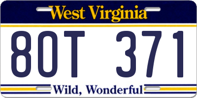 WV license plate 8OT371