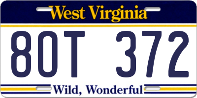 WV license plate 8OT372