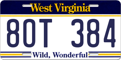 WV license plate 8OT384