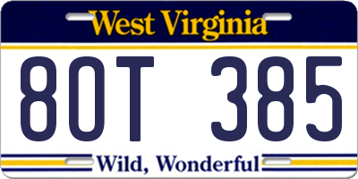 WV license plate 8OT385