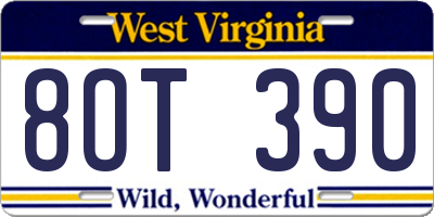 WV license plate 8OT390
