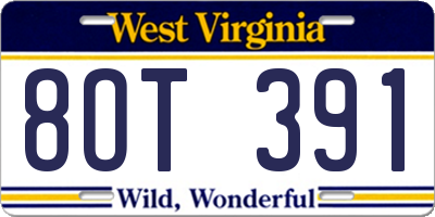 WV license plate 8OT391