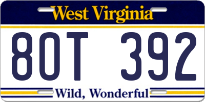 WV license plate 8OT392