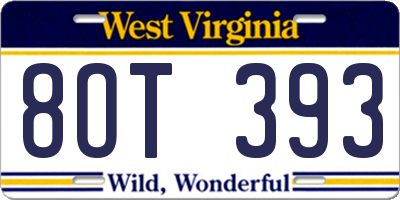 WV license plate 8OT393