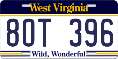 WV license plate 8OT396
