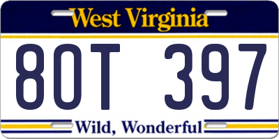 WV license plate 8OT397