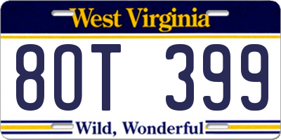 WV license plate 8OT399