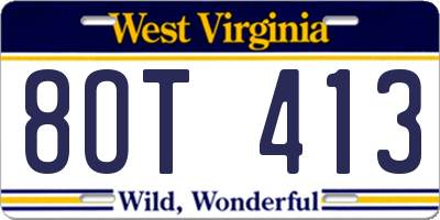 WV license plate 8OT413