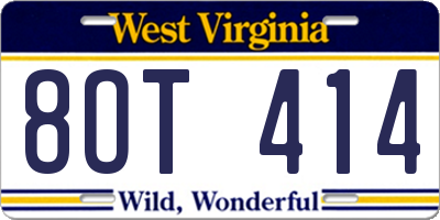 WV license plate 8OT414
