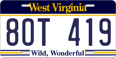 WV license plate 8OT419