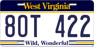 WV license plate 8OT422