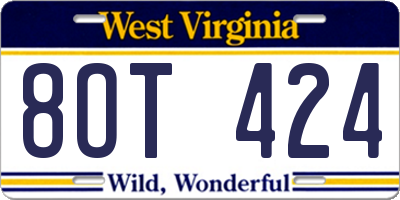 WV license plate 8OT424