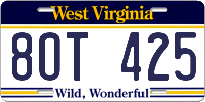WV license plate 8OT425