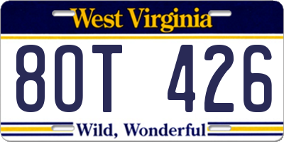 WV license plate 8OT426