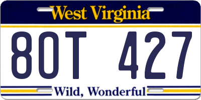WV license plate 8OT427