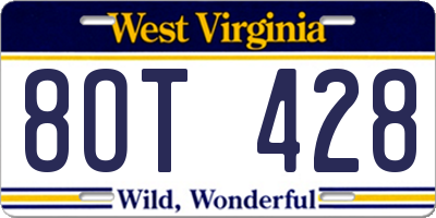WV license plate 8OT428