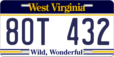 WV license plate 8OT432