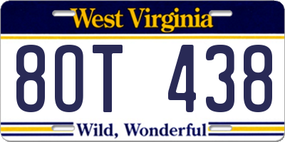 WV license plate 8OT438