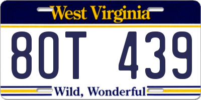 WV license plate 8OT439