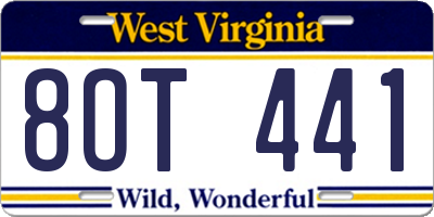 WV license plate 8OT441