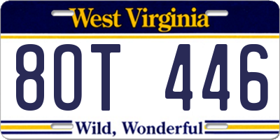 WV license plate 8OT446