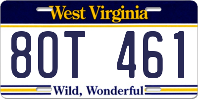 WV license plate 8OT461