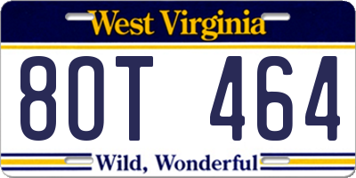 WV license plate 8OT464