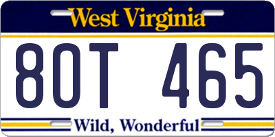 WV license plate 8OT465
