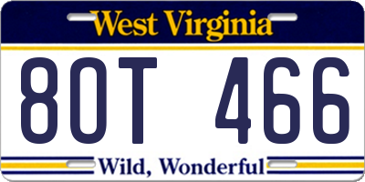 WV license plate 8OT466