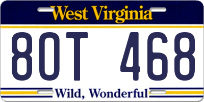 WV license plate 8OT468
