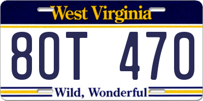 WV license plate 8OT470