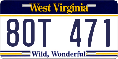 WV license plate 8OT471