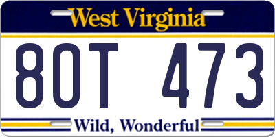 WV license plate 8OT473