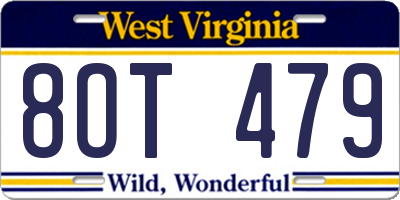 WV license plate 8OT479