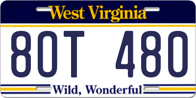WV license plate 8OT480
