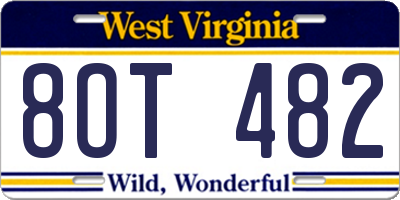 WV license plate 8OT482