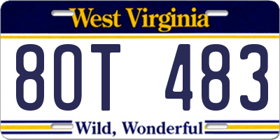 WV license plate 8OT483