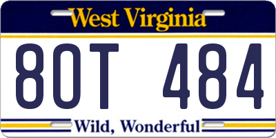 WV license plate 8OT484