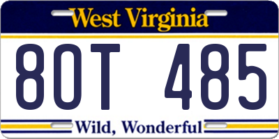 WV license plate 8OT485