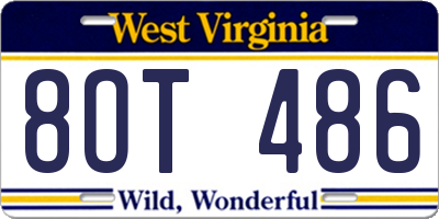 WV license plate 8OT486