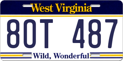WV license plate 8OT487